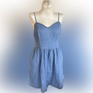 Blue Denim Sleeveless Dress